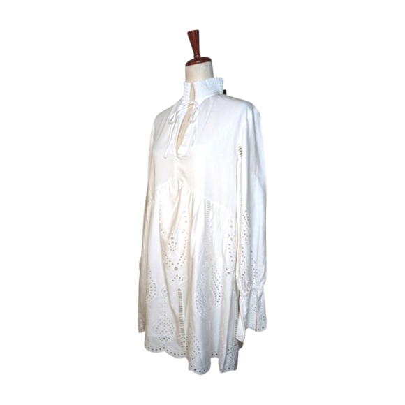 NWT The Kooples Short White Dress With Broderie Anglaise Size 6 - Picture 6 of 10